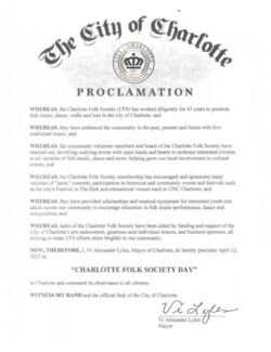 City of Charlotte Proclamation - Charlotte Folk Society Day